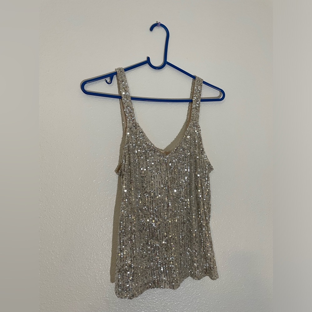 NWT Gorgeous Sparkly Silver Sequin Skirt and Tank Top Set 🪩✨